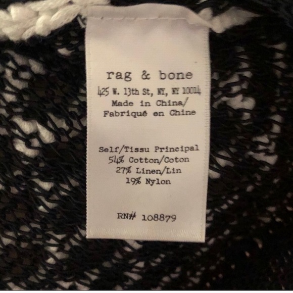 Rag & Bone Taryn Crochet Mesh Black White Sweater - Picture 8 of 9